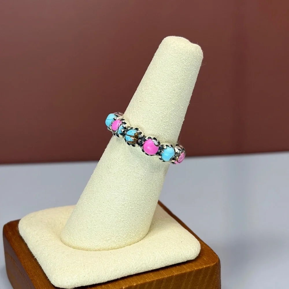 925 Sterling Silver Kingman Cotton Candy Eternity Ring